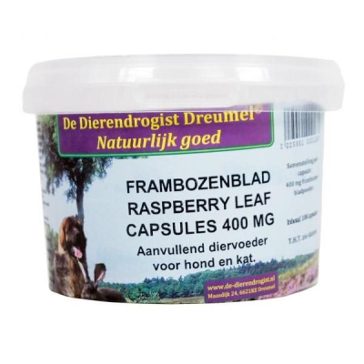 Frambozenblad capsules 400 mg.